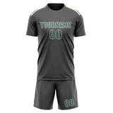 Custom Dark Grey Blue Green Soccer Jersey