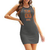 Custom Dark Grey Orange Sleeveless Vest Dress