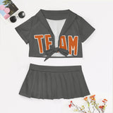Custom Dark Grey Orange Cheerleading Uniform Set