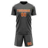 Custom Dark Grey Orange Soccer Jersey