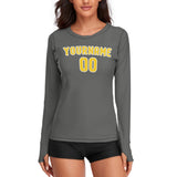 Custom Dark Grey Gold Women's Long-Sleeve Shirt