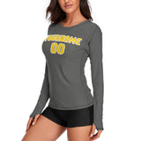 Custom Dark Grey Gold Women's Long-Sleeve Shirt