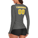 Custom Dark Grey Gold Women's Long-Sleeve Shirt