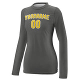 Custom Dark Grey Gold Women's Long-Sleeve Shirt