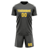 Custom Dark Grey Gold Soccer Jersey