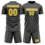 Custom Dark Grey Gold Soccer Jersey