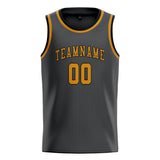 Custom Dark Grey & Yellow Colors Design Sports Basketball Jersey