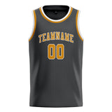 Custom Dark Grey & Yellow Colors Design Sports Basketball Jersey