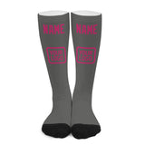 Custom Dark Grey Pink Knee-High Sock