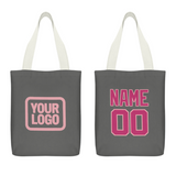 Custom Dark Grey Pink Canvas Tote Bag