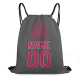 Custom Dark Grey Pink Drawstring Bag