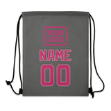 Custom Dark Grey Pink Drawstring Bag