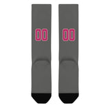 Custom Dark Grey Pink Knee-High Sock