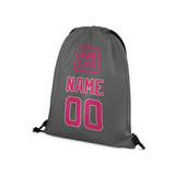 Custom Dark Grey Pink Drawstring Bag