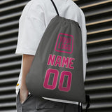 Custom Dark Grey Pink Drawstring Bag