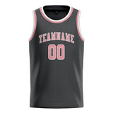 Custom Dark Grey & Light Pink Colors Design Sports Basketball Jersey