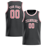 Custom Dark Grey & Light Pink Colors Design Sports Basketball Jersey