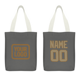 Custom Dark Grey Light Khaki Canvas Tote Bag