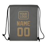 Custom Dark Grey Light Khaki Drawstring Bag