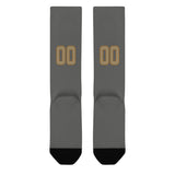 Custom Dark Grey Light Khaki Knee-High Sock