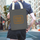 Custom Dark Grey Light Khaki Canvas Tote Bag