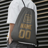 Custom Dark Grey Light Khaki Drawstring Bag