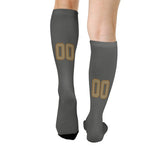 Custom Dark Grey Light Khaki Knee-High Sock