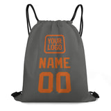 Custom Dark Grey Orange Drawstring Bag