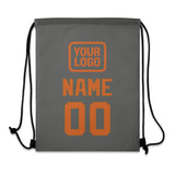 Custom Dark Grey Orange Drawstring Bag