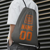 Custom Dark Grey Orange Drawstring Bag