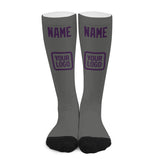 Custom Dark Grey Purple Knee-High Sock