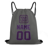 Custom Dark Grey Purple Drawstring Bag