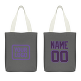 Custom Dark Grey Purple Canvas Tote Bag