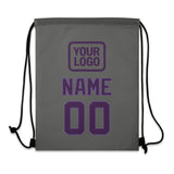 Custom Dark Grey Purple Drawstring Bag