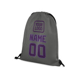 Custom Dark Grey Purple Drawstring Bag