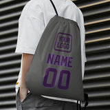 Custom Dark Grey Purple Drawstring Bag