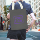 Custom Dark Grey Purple Canvas Tote Bag