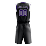 Custom Dark Grey Light Purple Basketball Set
