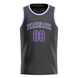 Custom Dark Grey & Light Purple Colors Design Sports Basketball Jersey