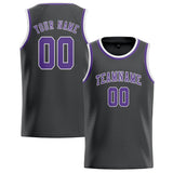 Custom Dark Grey & Light Purple Colors Design Sports Basketball Jersey