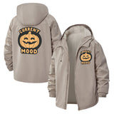 Jack-O'-Lantern Mood Unisex Full-Zip Printed Waterproof Hooded Windbreaker