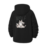 Cartoon Wolf Unisex Full-Zip Printed Waterproof Hooded Windbreaker
