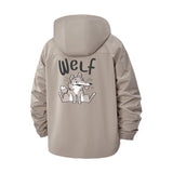 Cartoon Wolf Unisex Full-Zip Printed Waterproof Hooded Windbreaker
