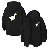 Knife-Wielding Duck Unisex Full-Zip Printed Waterproof Hooded Windbreaker