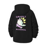 Skateboarding Narwhal Unisex Full-Zip Printed Waterproof Hooded Windbreaker