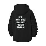 Basketball Typographic Unisex Full-Zip Printed Waterproof Hooded Windbreaker