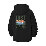 Just Vibing Unisex Full-Zip Printed Waterproof Hooded Windbreaker