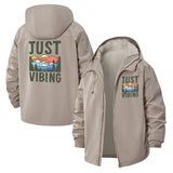 Just Vibing Unisex Full-Zip Printed Waterproof Hooded Windbreaker
