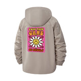 Retro Smiley Daisy Unisex Full-Zip Printed Waterproof Hooded Windbreaker