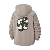 Playful Swan Unisex Full-Zip Printed Waterproof Hooded Windbreaker